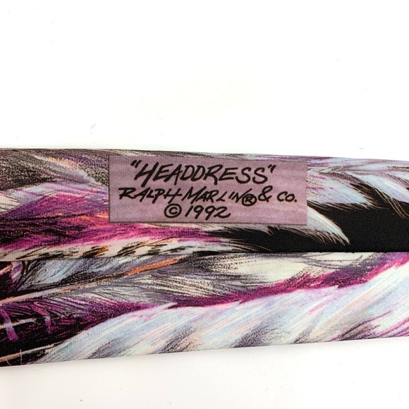Ralph Marlin 1992 Vintage Tie Titled “Headdress” Made in the USA Standard Width - Picture 6 of 9